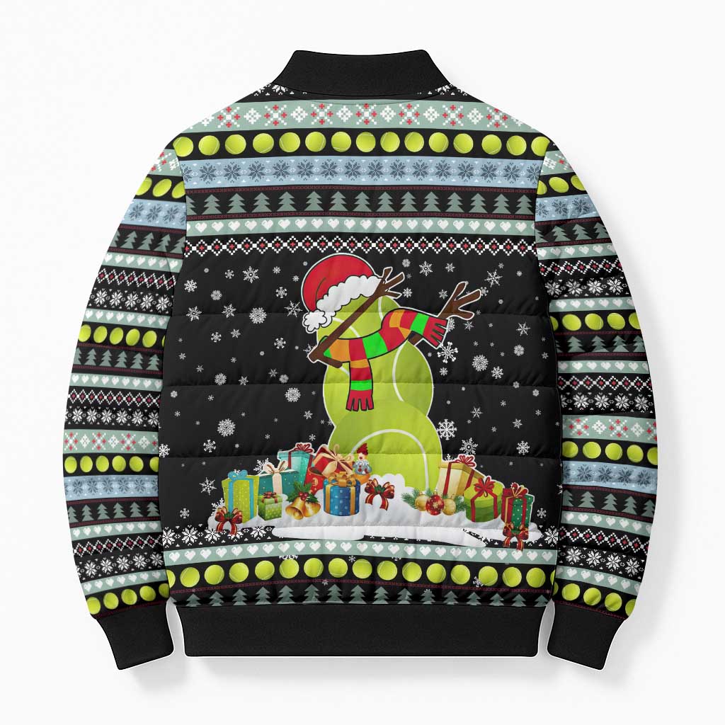 Tennis Snowman Christmas Bomber Puffer Jacket Xmas Holiday Patterns - Wonder Print Shop