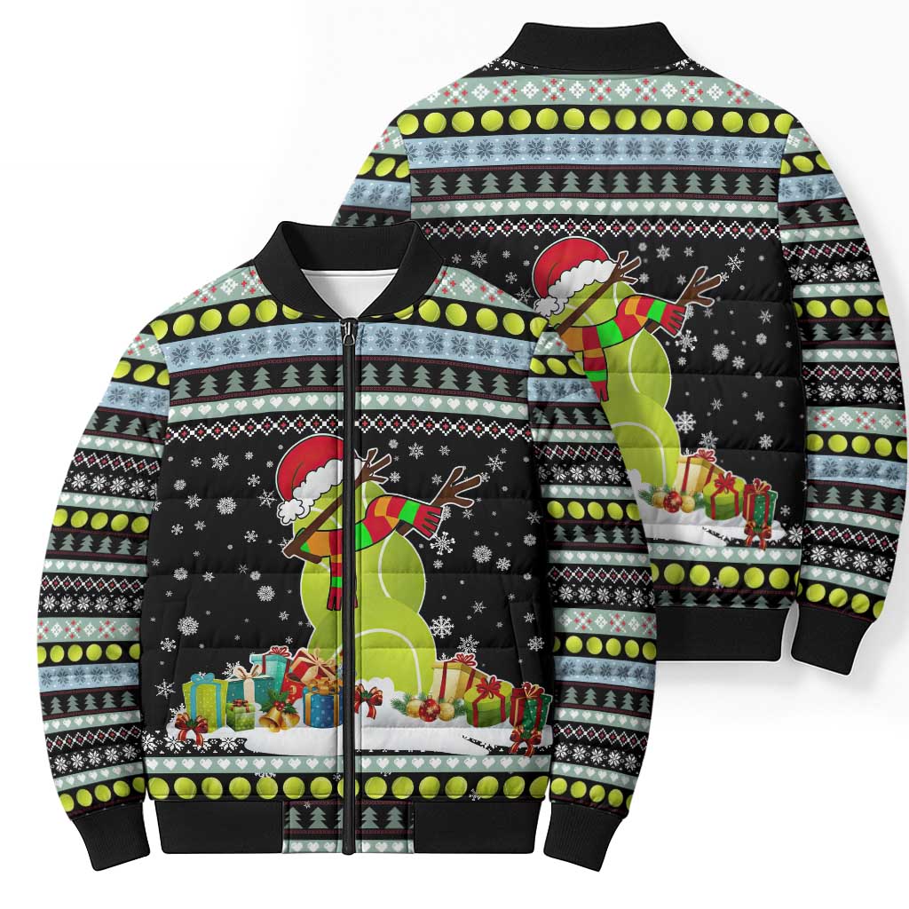 Tennis Snowman Christmas Bomber Puffer Jacket Xmas Holiday Patterns - Wonder Print Shop
