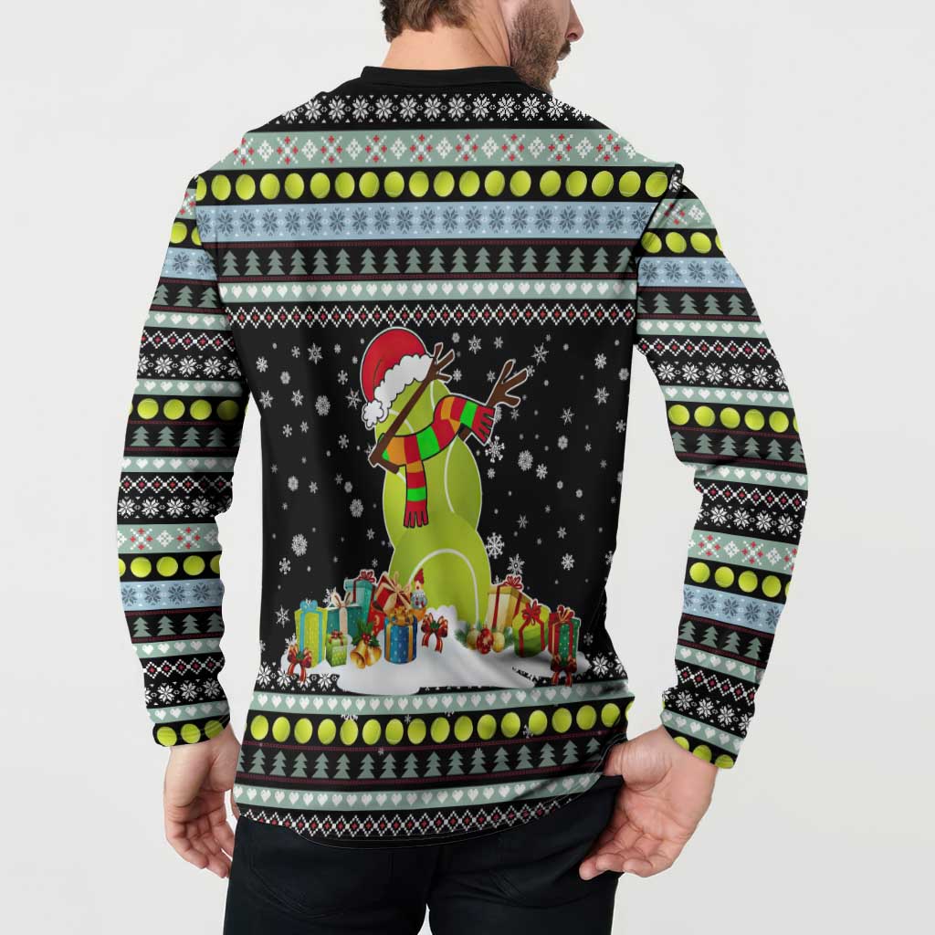 Tennis Snowman Christmas Button Sweatshirt Xmas Holiday Patterns - Wonder Print Shop