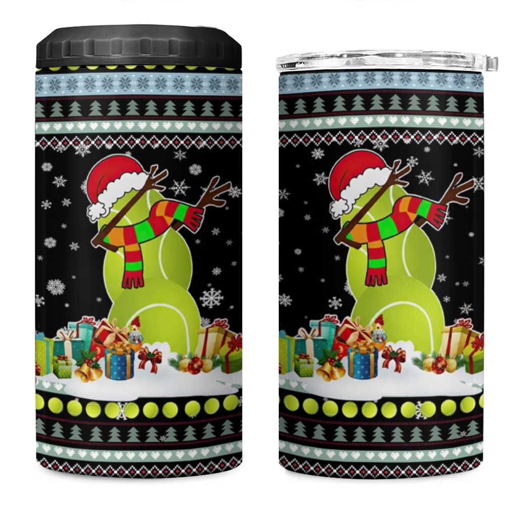 Tennis Snowman Christmas 4 in 1 Can Cooler Tumbler Xmas Holiday Patterns - Wonder Print Shop