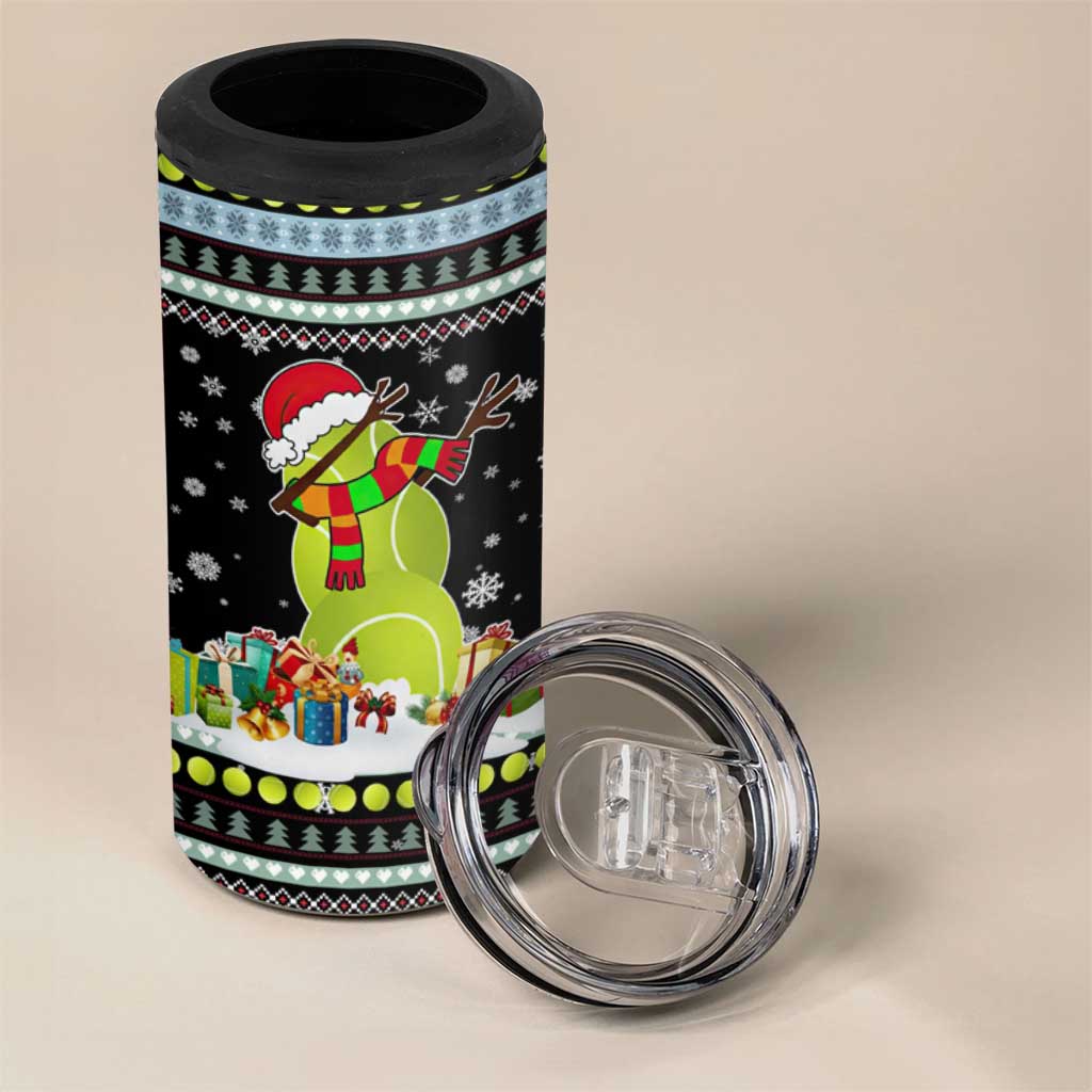 Tennis Snowman Christmas 4 in 1 Can Cooler Tumbler Xmas Holiday Patterns - Wonder Print Shop
