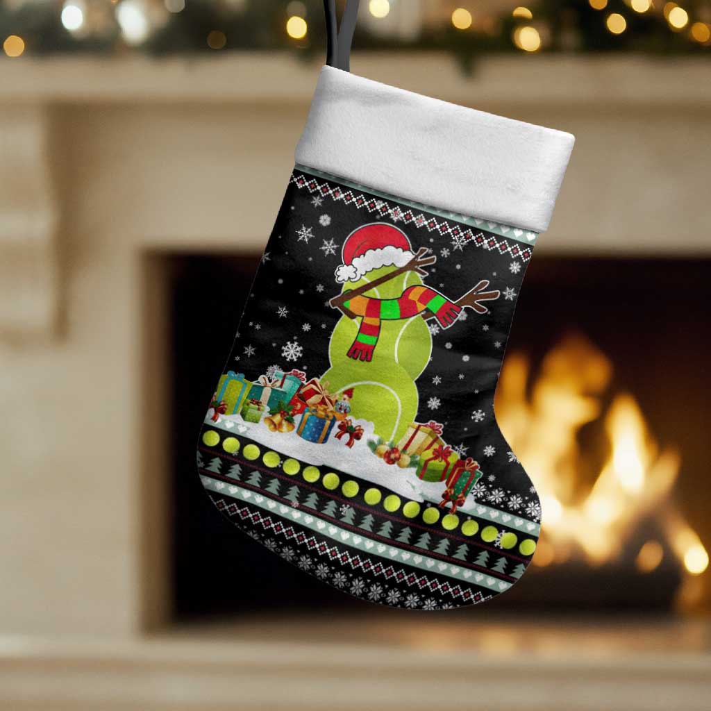 Tennis Snowman Christmas Stocking Xmas Holiday Patterns - Wonder Print Shop
