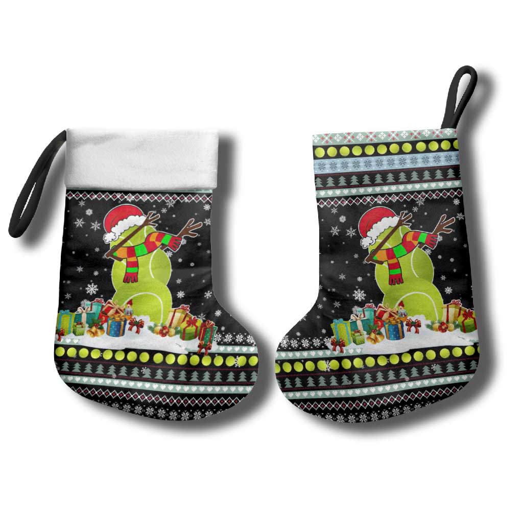 Tennis Snowman Christmas Stocking Xmas Holiday Patterns - Wonder Print Shop