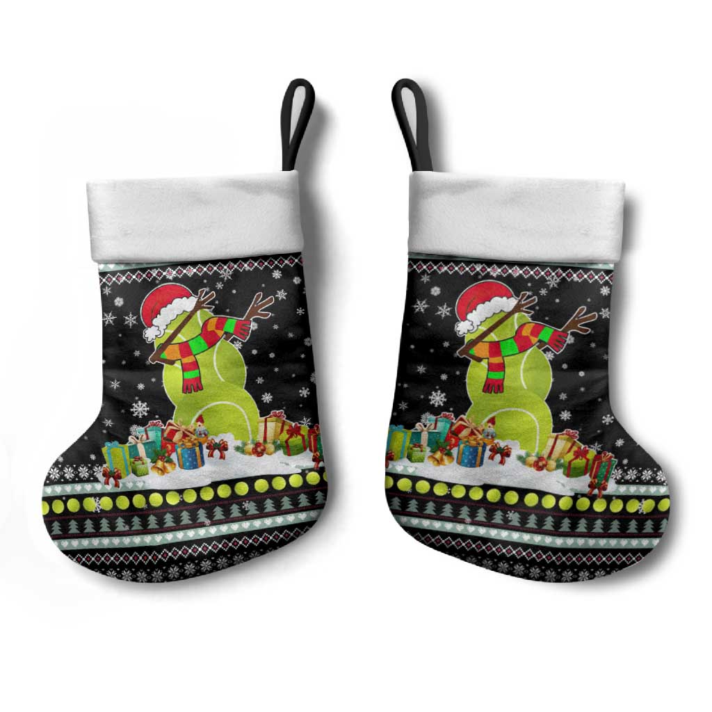 Tennis Snowman Christmas Stocking Xmas Holiday Patterns - Wonder Print Shop