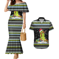 Tennis Snowman Christmas Couples Matching Mermaid Dress and Hawaiian Shirt Xmas Holiday Patterns - Wonder Print Shop