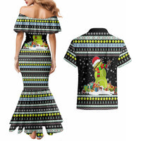 Tennis Snowman Christmas Couples Matching Mermaid Dress and Hawaiian Shirt Xmas Holiday Patterns - Wonder Print Shop