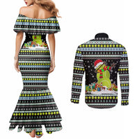 Tennis Snowman Christmas Couples Matching Mermaid Dress and Long Sleeve Button Shirt Xmas Holiday Patterns - Wonder Print Shop