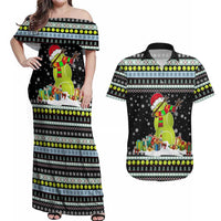 Tennis Snowman Christmas Couples Matching Off Shoulder Maxi Dress and Hawaiian Shirt Xmas Holiday Patterns - Wonder Print Shop