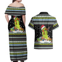 Tennis Snowman Christmas Couples Matching Off Shoulder Maxi Dress and Hawaiian Shirt Xmas Holiday Patterns - Wonder Print Shop