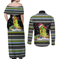 Tennis Snowman Christmas Couples Matching Off Shoulder Maxi Dress and Long Sleeve Button Shirt Xmas Holiday Patterns - Wonder Print Shop
