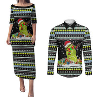 Tennis Snowman Christmas Couples Matching Puletasi and Long Sleeve Button Shirt Xmas Holiday Patterns - Wonder Print Shop