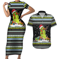 Tennis Snowman Christmas Couples Matching Short Sleeve Bodycon Dress and Hawaiian Shirt Xmas Holiday Patterns - Wonder Print Shop