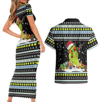 Tennis Snowman Christmas Couples Matching Short Sleeve Bodycon Dress and Hawaiian Shirt Xmas Holiday Patterns - Wonder Print Shop