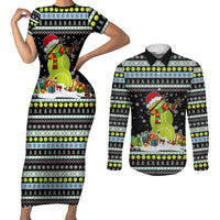 Tennis Snowman Christmas Couples Matching Short Sleeve Bodycon Dress and Long Sleeve Button Shirt Xmas Holiday Patterns - Wonder Print Shop