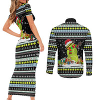 Tennis Snowman Christmas Couples Matching Short Sleeve Bodycon Dress and Long Sleeve Button Shirt Xmas Holiday Patterns - Wonder Print Shop