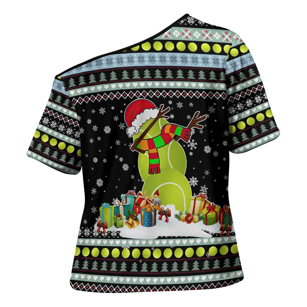Tennis Snowman Christmas Cross Shoulder Shirt Xmas Holiday Patterns - Wonder Print Shop