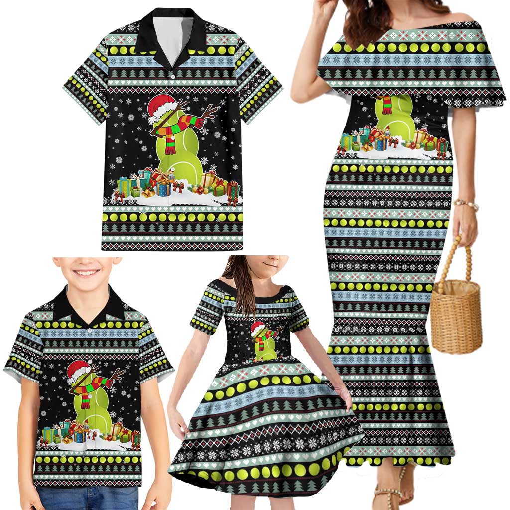 Tennis Snowman Christmas Family Matching Mermaid Dress and Hawaiian Shirt Xmas Holiday Patterns - Wonder Print Shop