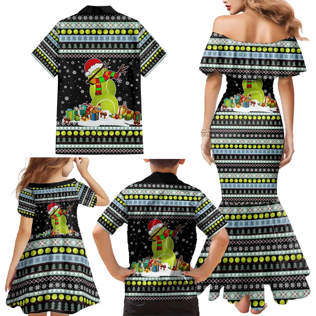 Tennis Snowman Christmas Family Matching Mermaid Dress and Hawaiian Shirt Xmas Holiday Patterns - Wonder Print Shop