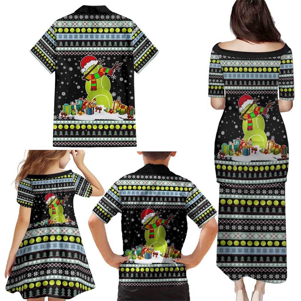 Tennis Snowman Christmas Family Matching Puletasi and Hawaiian Shirt Xmas Holiday Patterns - Wonder Print Shop