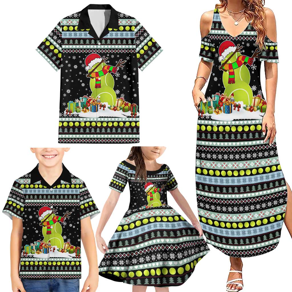 Tennis Snowman Christmas Family Matching Summer Maxi Dress and Hawaiian Shirt Xmas Holiday Patterns - Wonder Print Shop