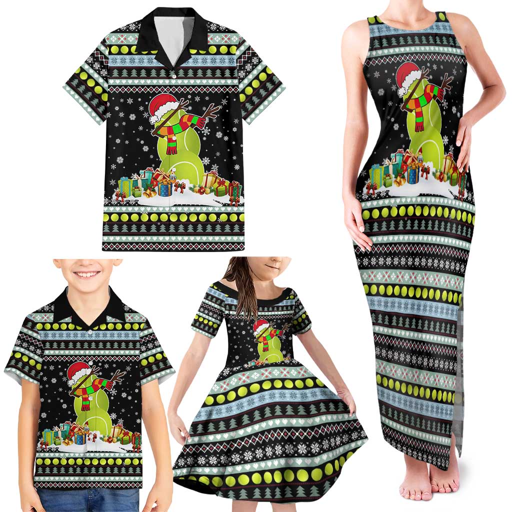 Tennis Snowman Christmas Family Matching Tank Maxi Dress and Hawaiian Shirt Xmas Holiday Patterns - Wonder Print Shop