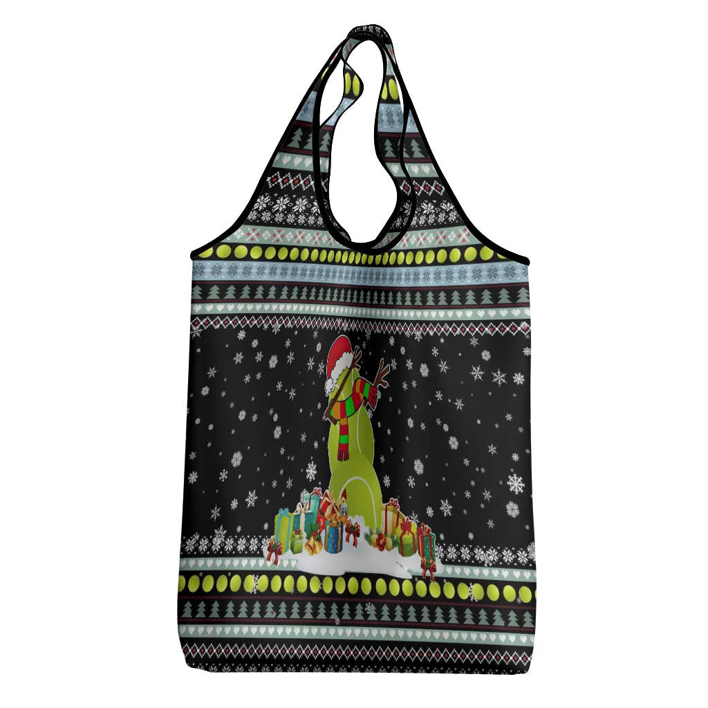 Tennis Snowman Christmas Grocery Bag Xmas Holiday Patterns - undefined