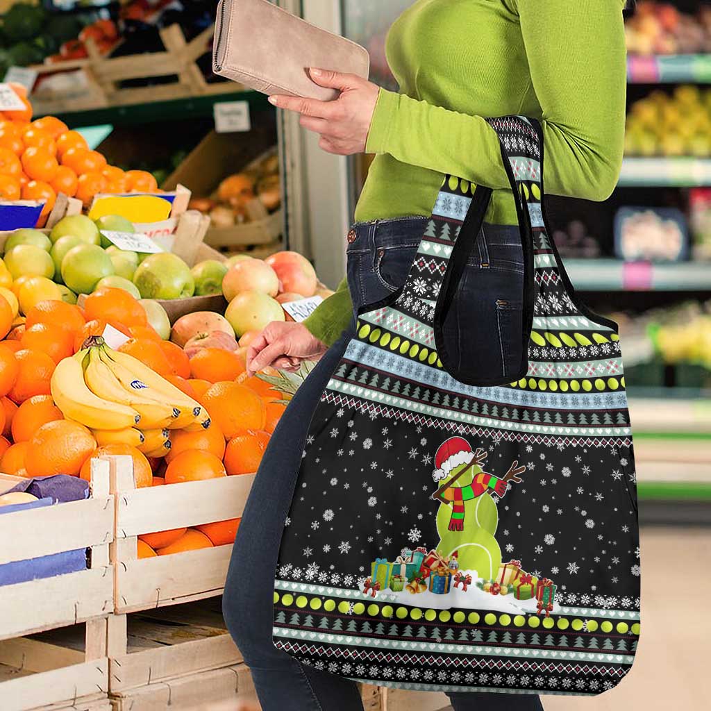Tennis Snowman Christmas Grocery Bag Xmas Holiday Patterns - undefined