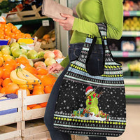 Tennis Snowman Christmas Grocery Bag Xmas Holiday Patterns - undefined