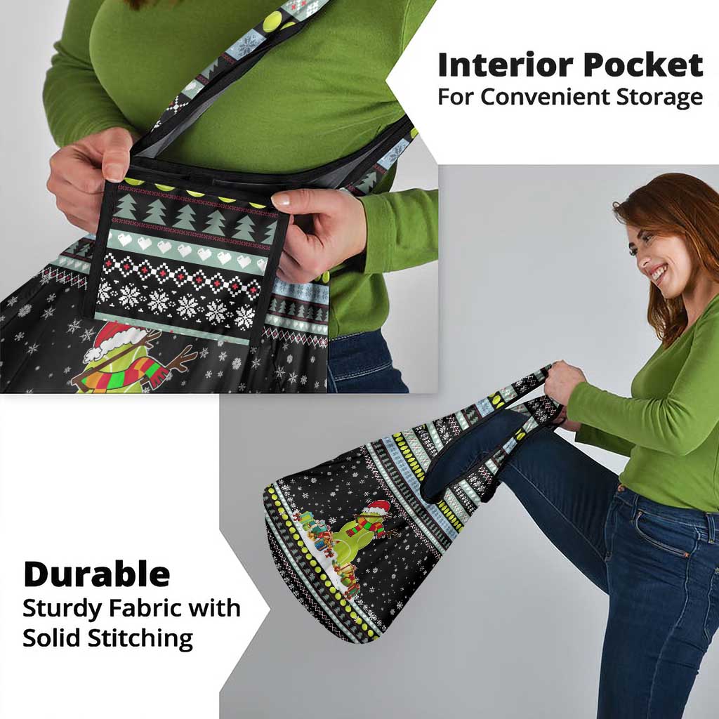 Tennis Snowman Christmas Grocery Bag Xmas Holiday Patterns - undefined