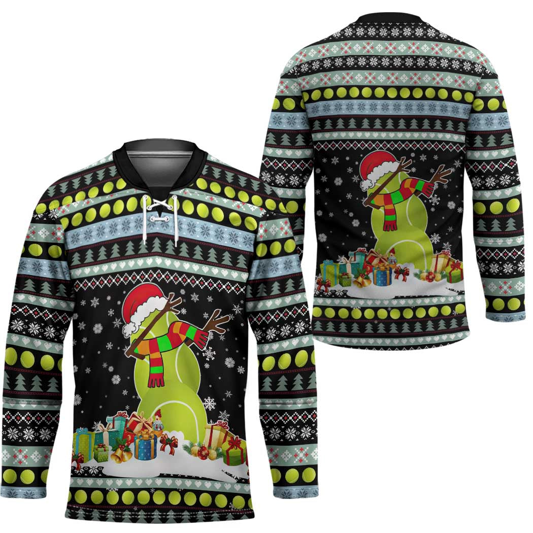 Tennis Snowman Christmas Hockey Jersey Xmas Holiday Patterns - Wonder Print Shop
