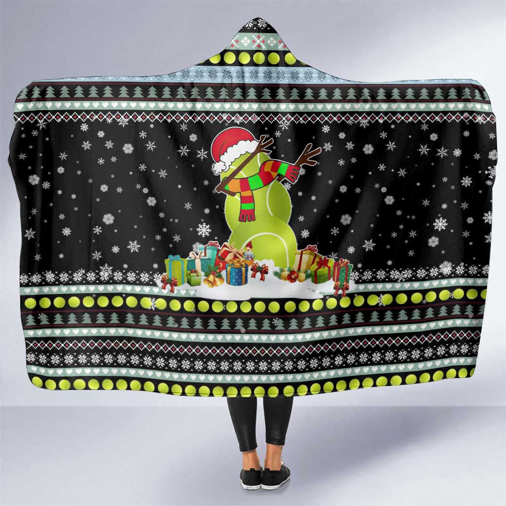 Tennis Snowman Christmas Hooded Blanket Xmas Holiday Patterns - Wonder Print Shop