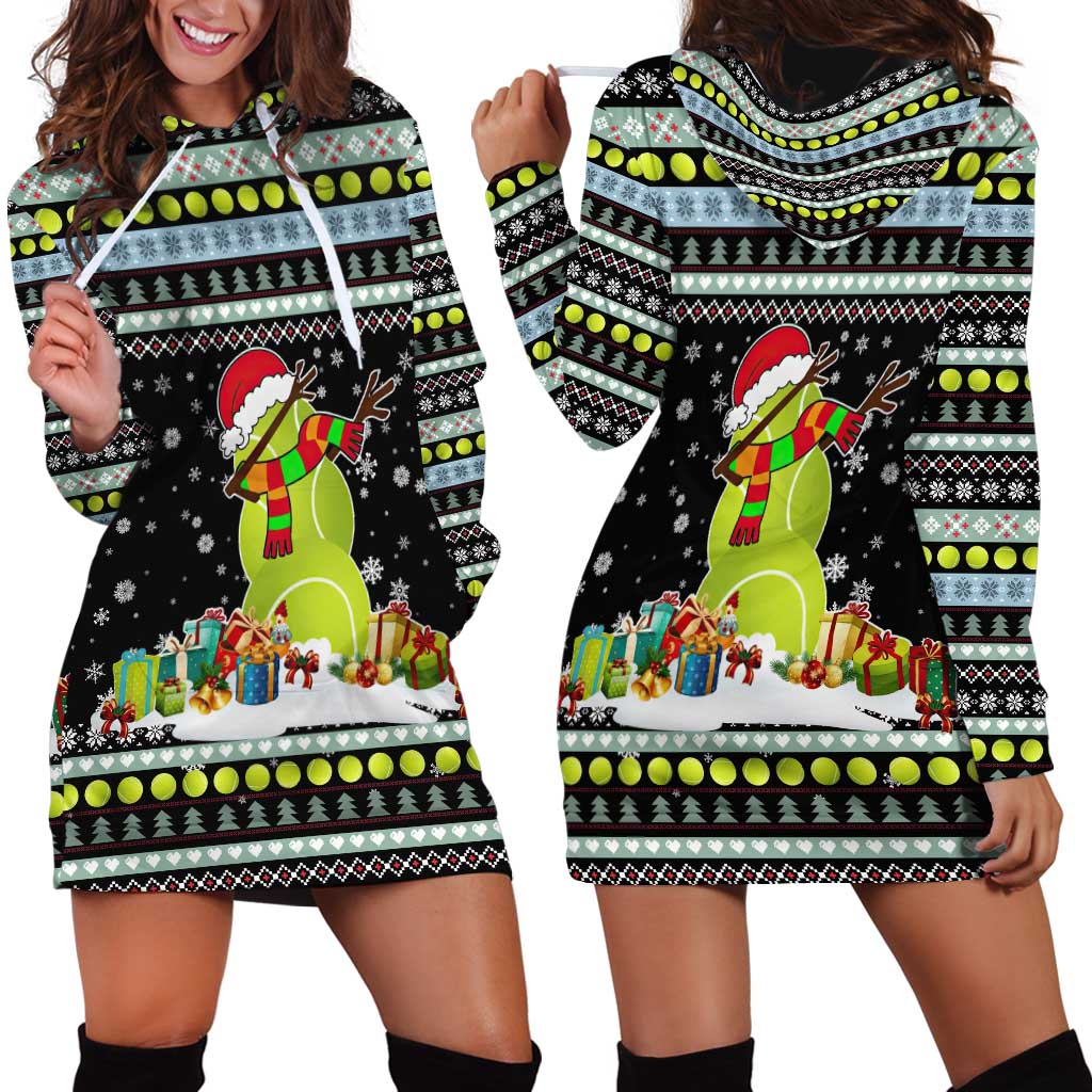 Tennis Snowman Christmas Hoodie Dress Xmas Holiday Patterns - Wonder Print Shop