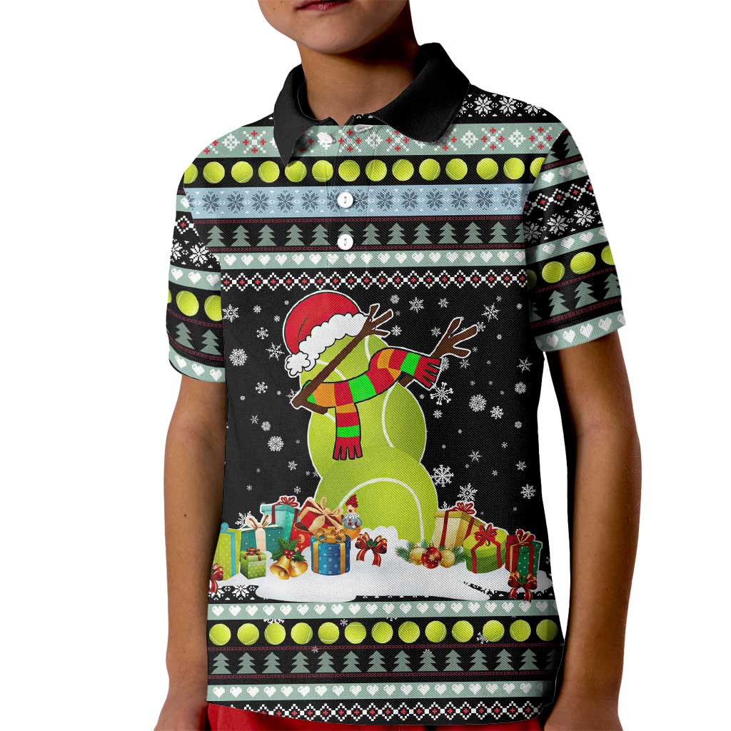 Tennis Snowman Christmas Kid Polo Shirt Xmas Holiday Patterns - Wonder Print Shop