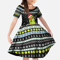 Tennis Snowman Christmas Kid Short Sleeve Dress Xmas Holiday Patterns - Wonder Print Shop