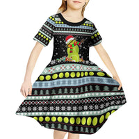 Tennis Snowman Christmas Kid Short Sleeve Dress Xmas Holiday Patterns - Wonder Print Shop