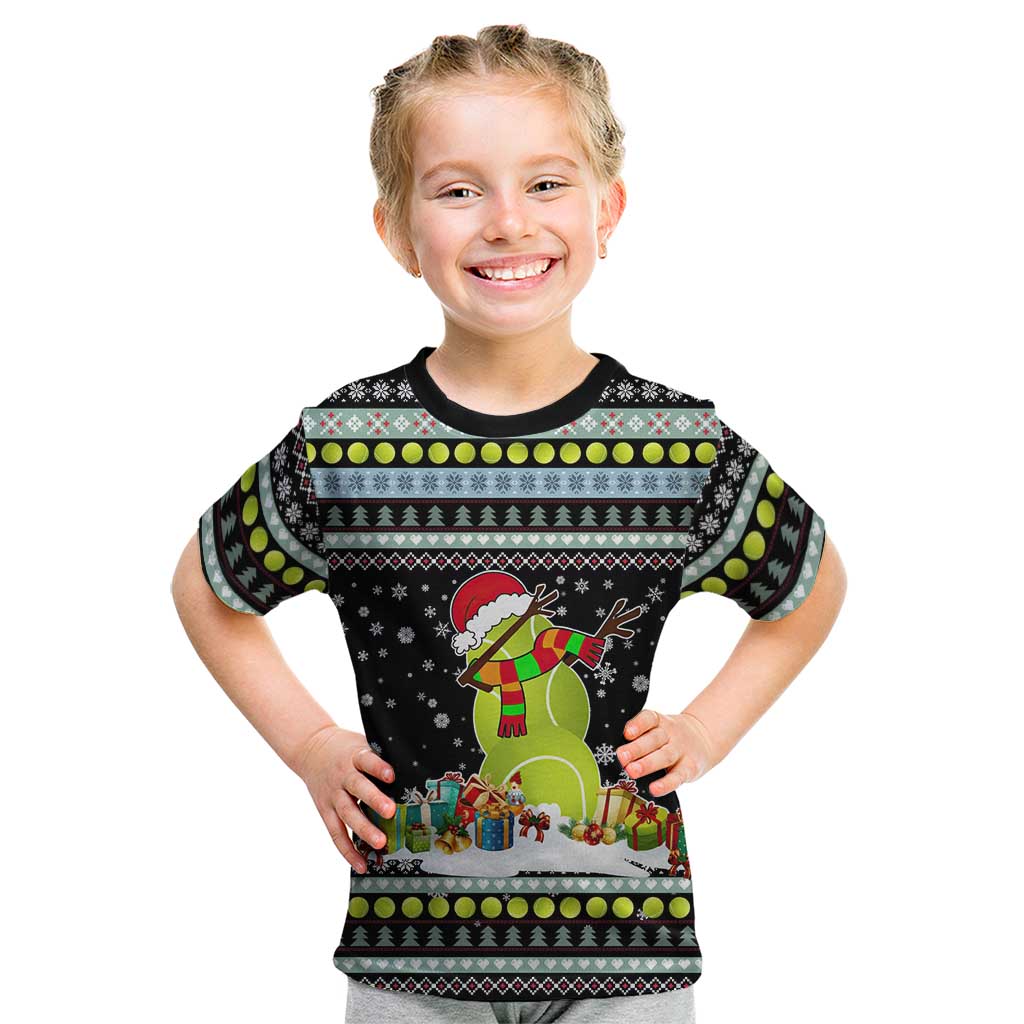 Tennis Snowman Christmas Kid T Shirt Xmas Holiday Patterns - Wonder Print Shop