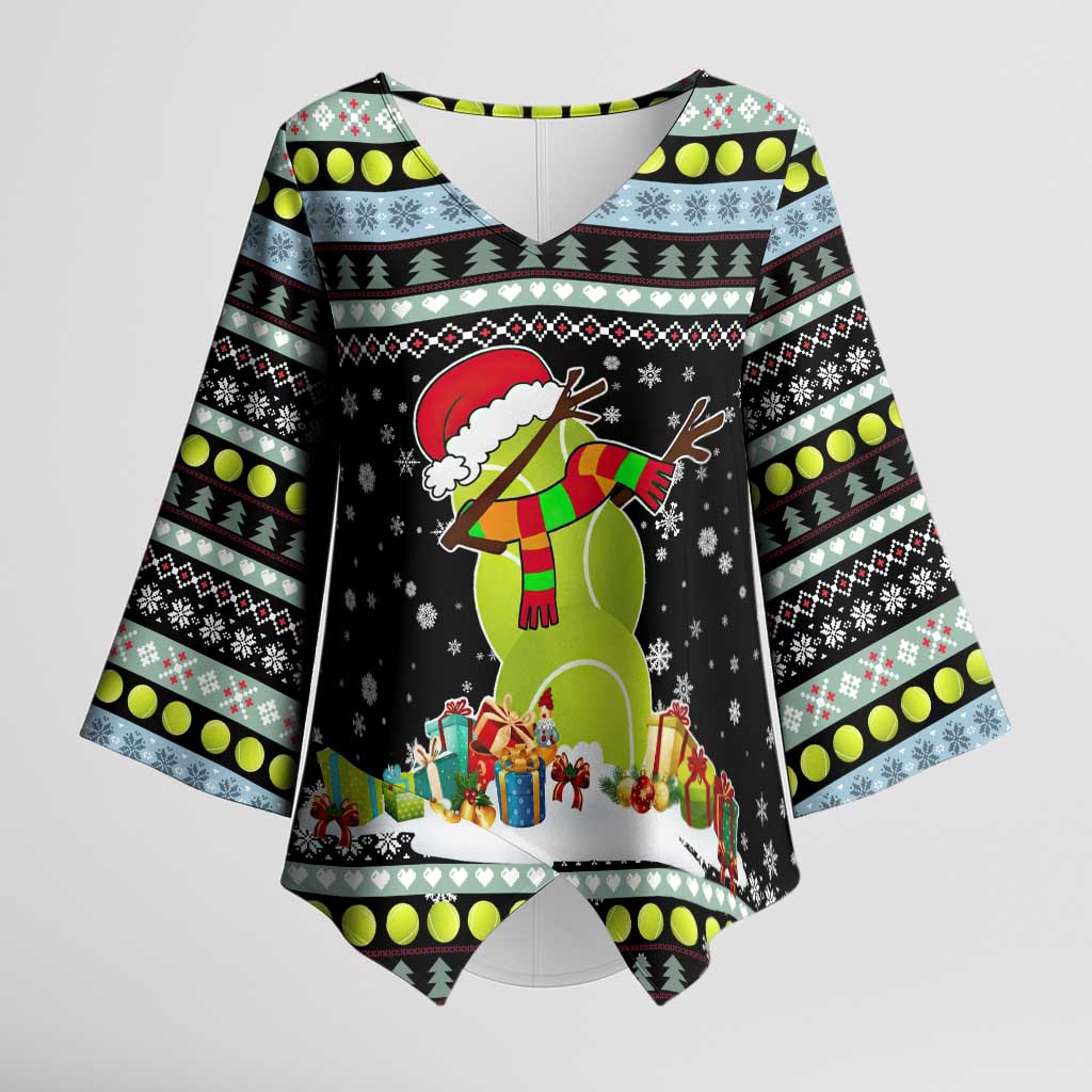Tennis Snowman Christmas Kimono Sleeve Blouse Xmas Holiday Patterns - Wonder Print Shop