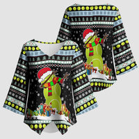 Tennis Snowman Christmas Kimono Sleeve Blouse Xmas Holiday Patterns - Wonder Print Shop