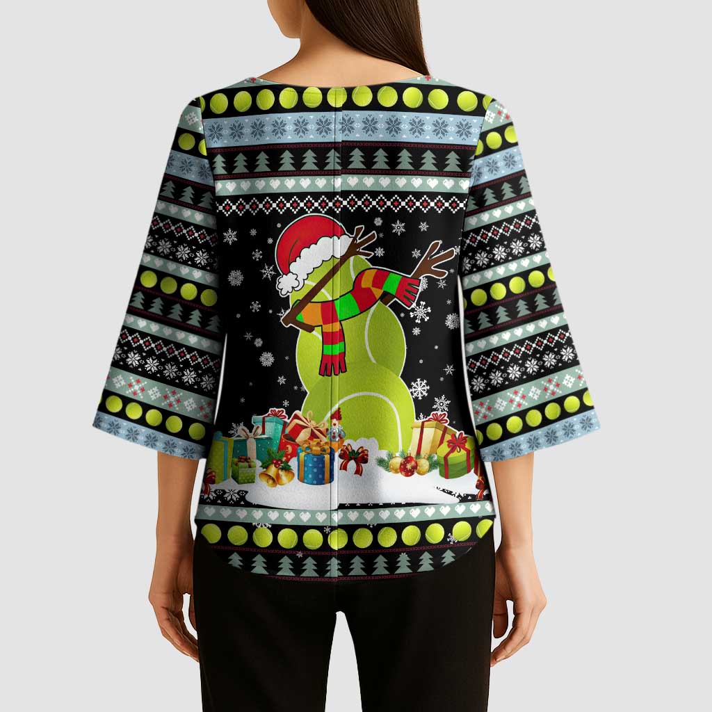 Tennis Snowman Christmas Kimono Sleeve Blouse Xmas Holiday Patterns - Wonder Print Shop