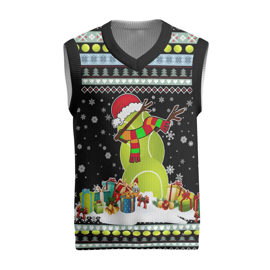 Tennis Snowman Christmas Knitted V-Neck Vest Xmas Holiday Patterns - Wonder Print Shop