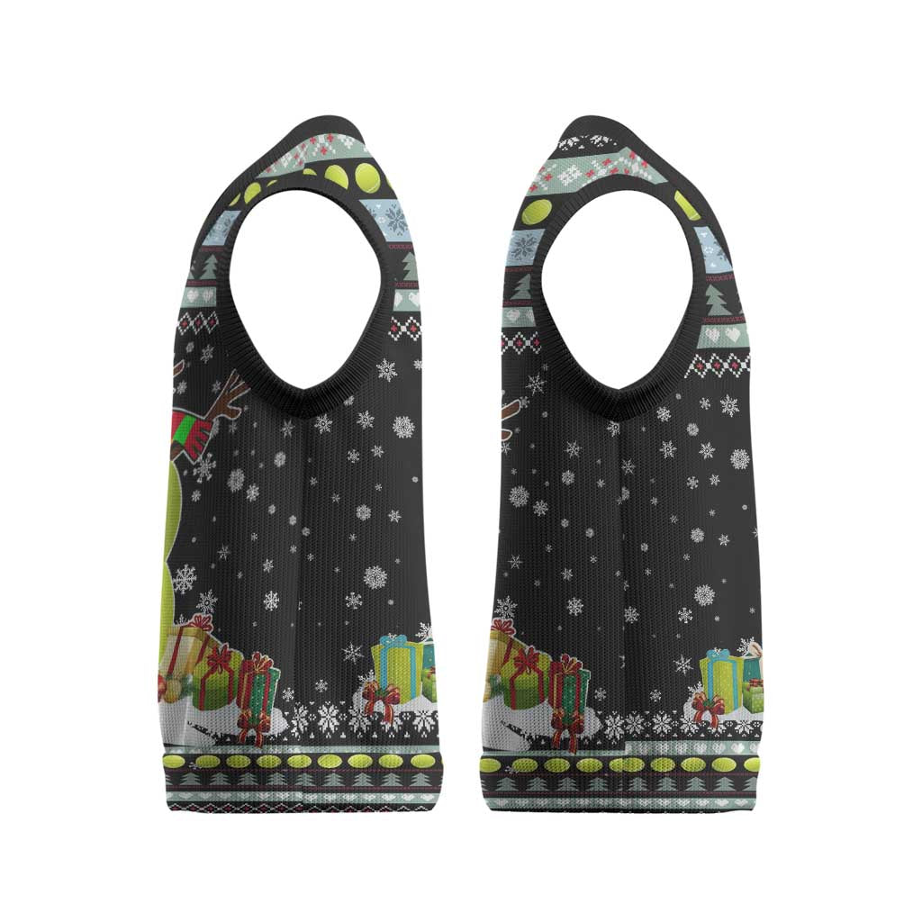 Tennis Snowman Christmas Knitted V-Neck Vest Xmas Holiday Patterns - Wonder Print Shop