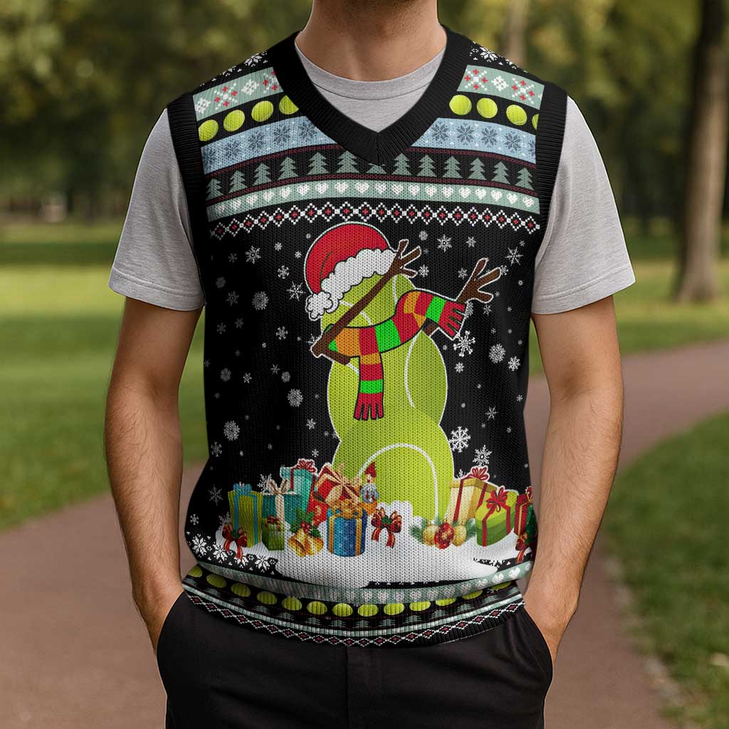 Tennis Snowman Christmas Knitted V-Neck Vest Xmas Holiday Patterns - Wonder Print Shop