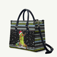 Tennis Snowman Christmas Leather Bag Xmas Holiday Patterns - Wonder Print Shop