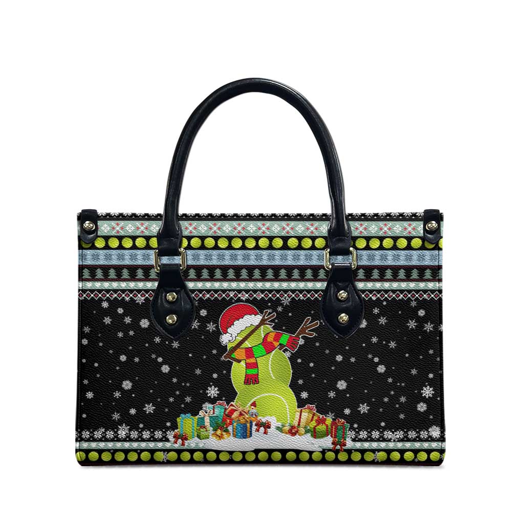 Tennis Snowman Christmas Leather Bag Xmas Holiday Patterns - Wonder Print Shop