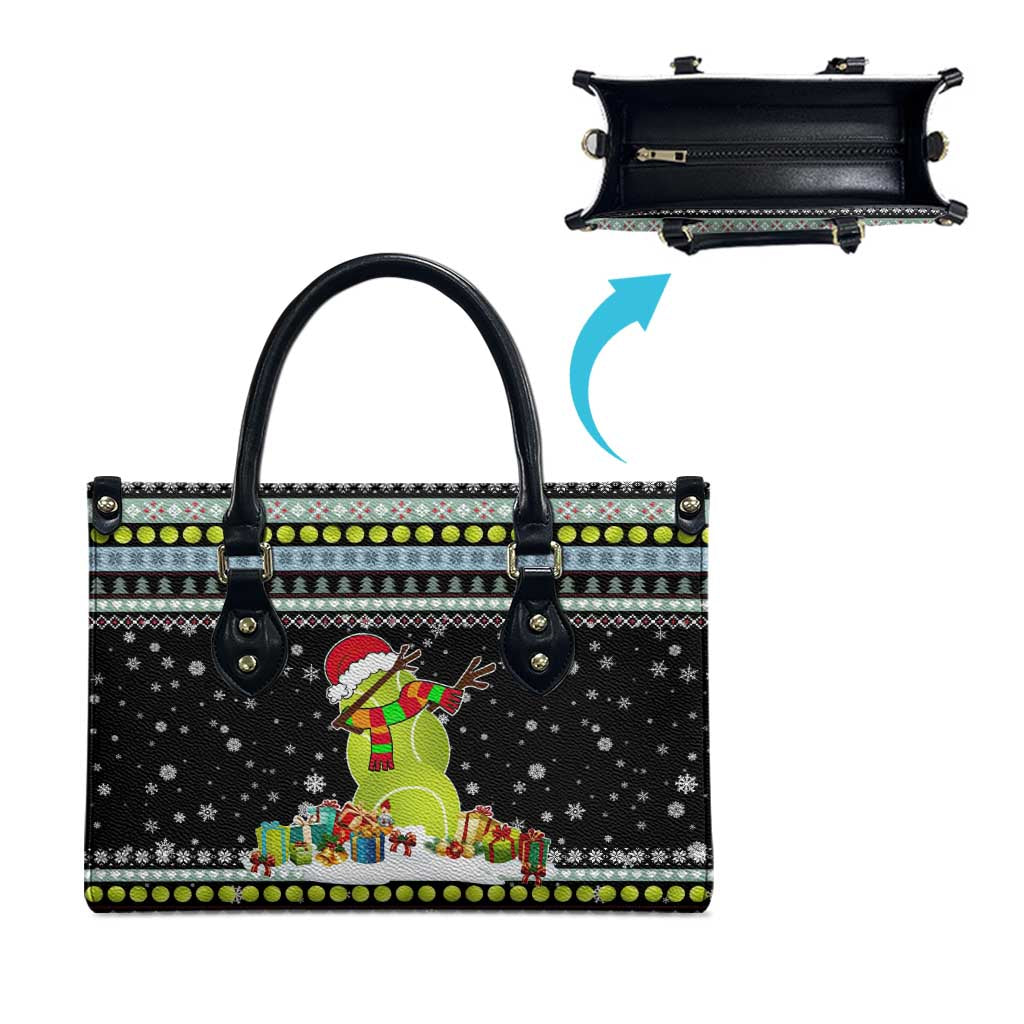 Tennis Snowman Christmas Leather Bag Xmas Holiday Patterns - Wonder Print Shop