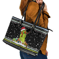 Tennis Snowman Christmas Leather Tote Bag Xmas Holiday Patterns - Wonder Print Shop