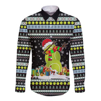 Tennis Snowman Christmas Long Sleeve Button Shirt Xmas Holiday Patterns - Wonder Print Shop