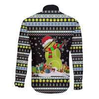 Tennis Snowman Christmas Long Sleeve Button Shirt Xmas Holiday Patterns - Wonder Print Shop