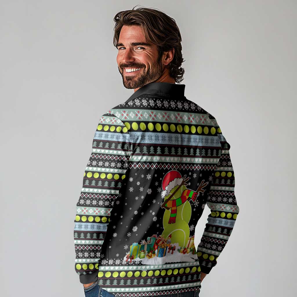Tennis Snowman Christmas Long Sleeve Polo Shirt Xmas Holiday Patterns - Wonder Print Shop
