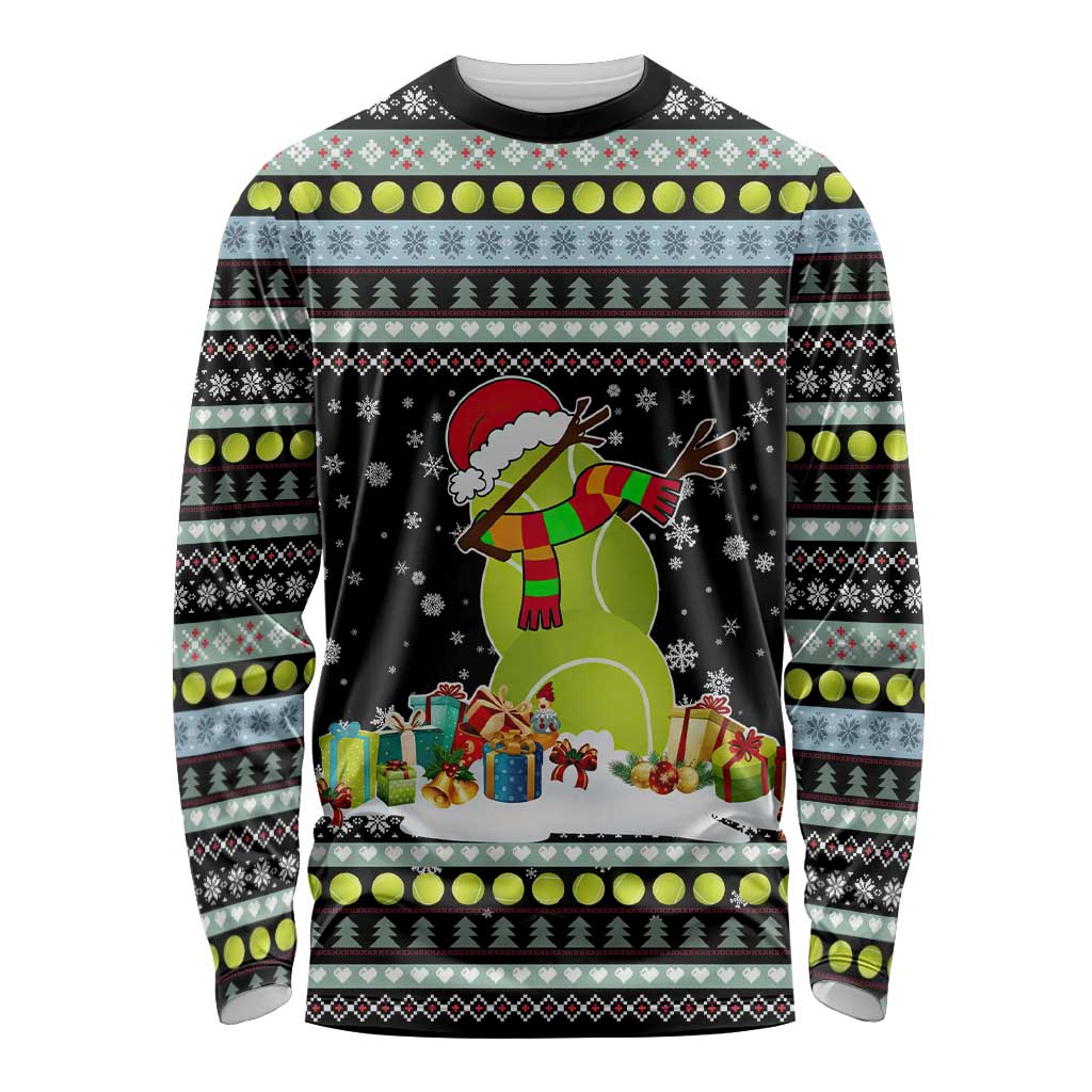 Tennis Snowman Christmas Long Sleeve Shirt Xmas Holiday Patterns - Wonder Print Shop